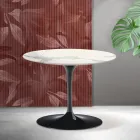 Masă de cafea rotundă Saarinen Tulip, H 41 cm, din ceramică mată Florim Statuario - Stacojiu Viadurini