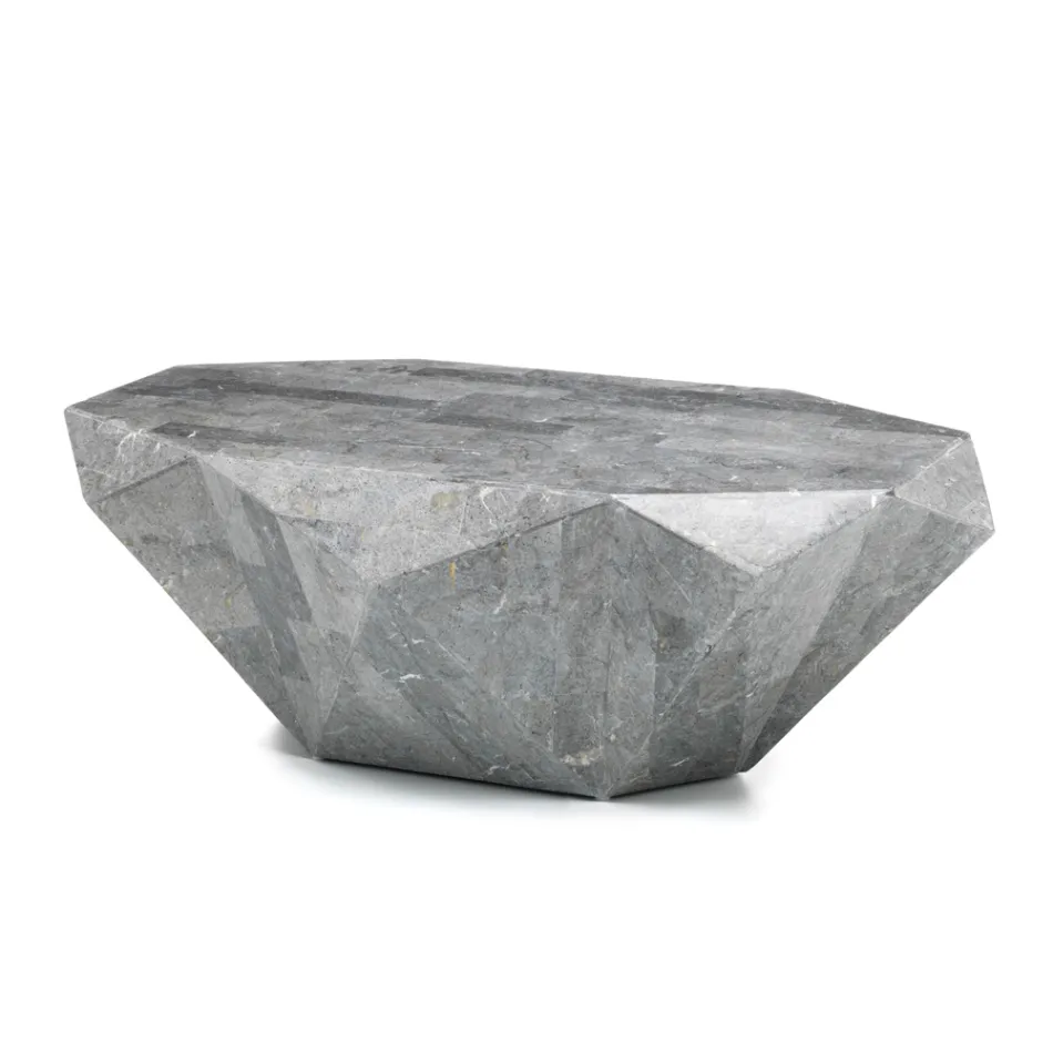 Masuta de cafea in forma de interior in piatra fosila diferite finisaje - casti Viadurini