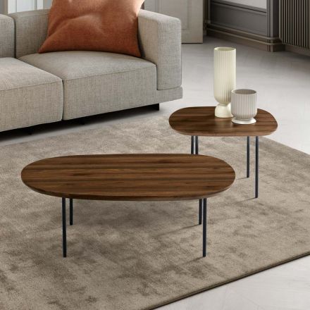 Masă de cafea din MDF modelat, disponibilă în două dimensiuni și mai multe culori - Navis Viadurini