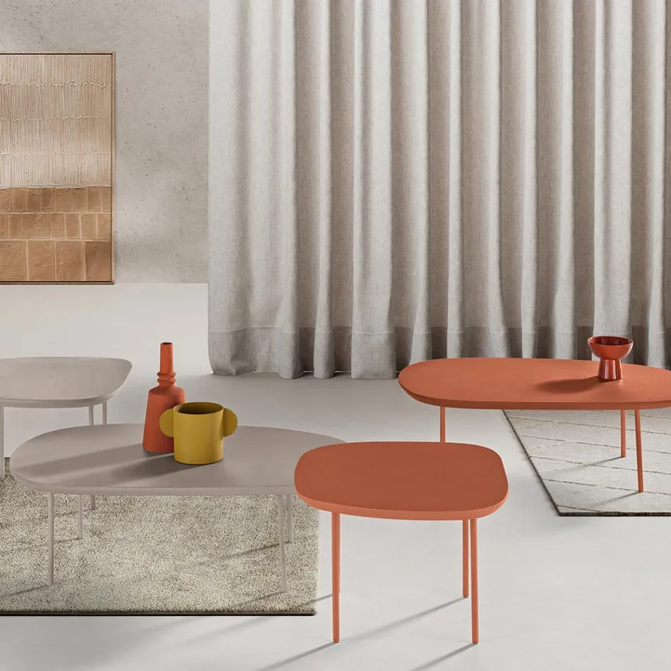 Masă de cafea din MDF modelat, disponibilă în două dimensiuni și mai multe culori - Navis Viadurini