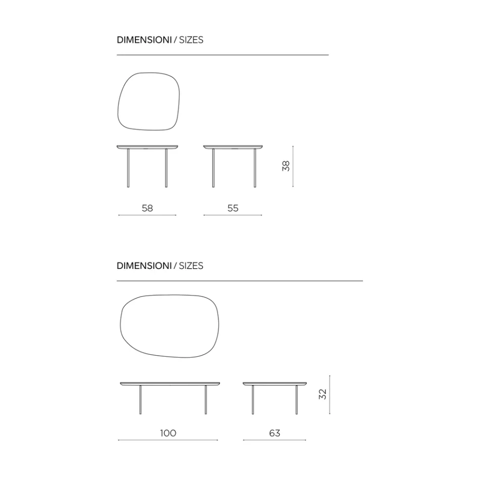 Masă de cafea din MDF modelat, disponibilă în două dimensiuni și mai multe culori - Navis Viadurini