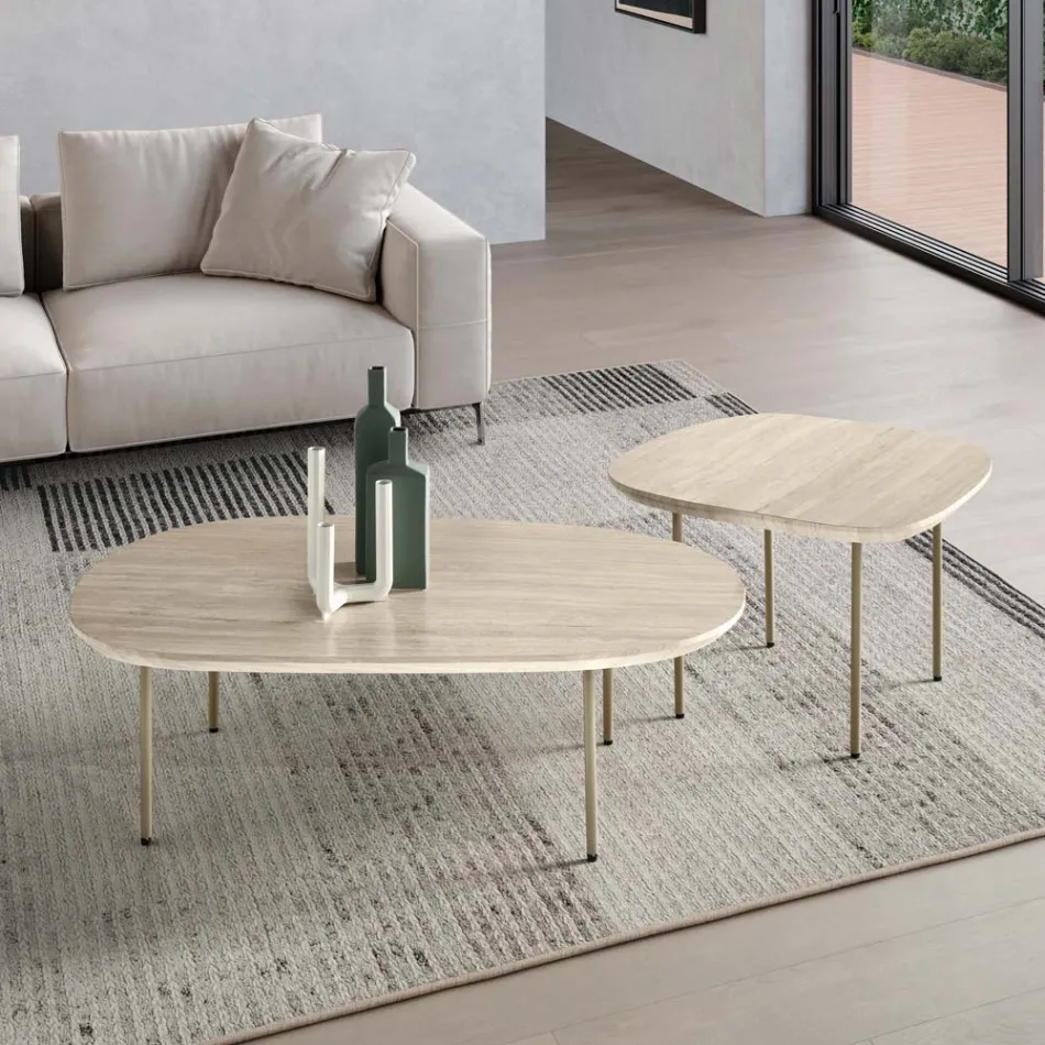 Masă de cafea din MDF modelat, disponibilă în două dimensiuni și mai multe culori - Navis Viadurini