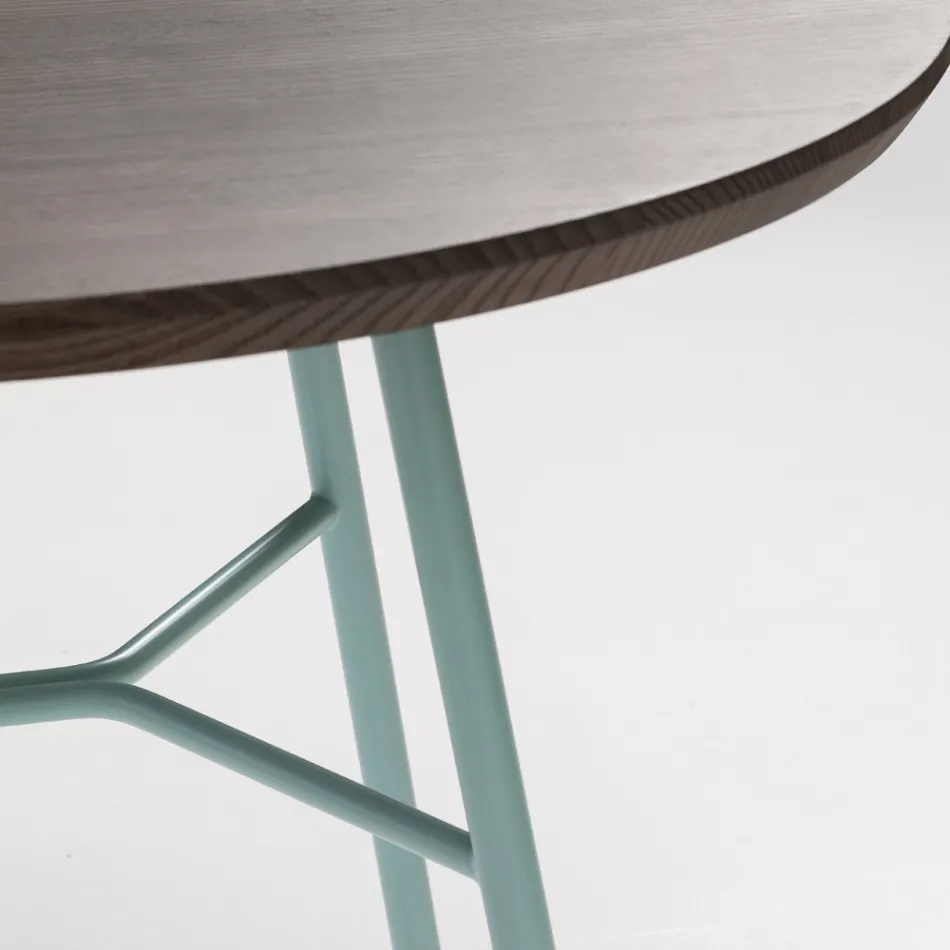 Masuta de cafea cu blat rotund din lemn masiv Made in Italy - Makino Viadurini