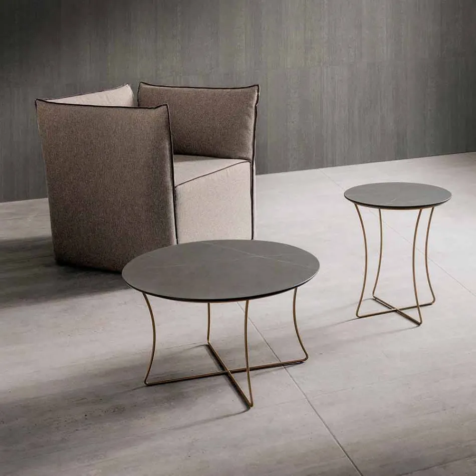 Măsuță de cafea din metal vopsit cu blat Hpl Made in Italy - Numbo Viadurini