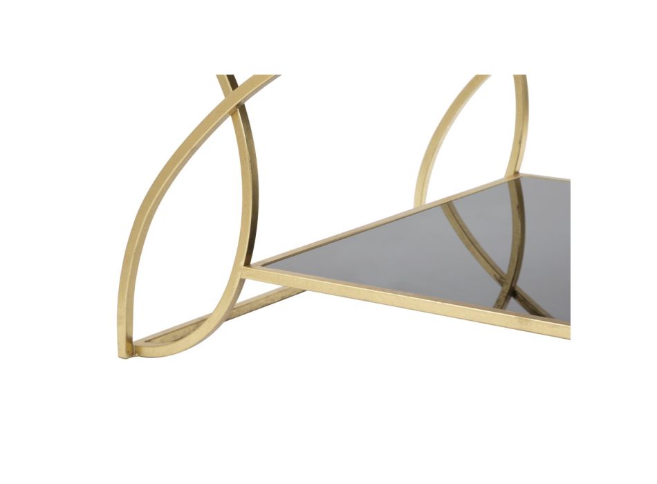 Măsuță de cafea dreptunghiulară de aur din fier cu blat din sticlă - simbol Viadurini