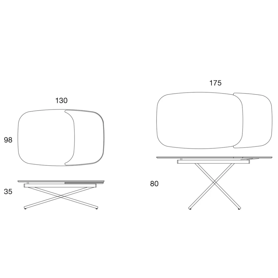 Masuta de cafea extensibila convertibila din metal si ceramica - Gioacco Viadurini