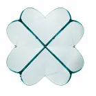 Masă de cafea din living cu floare de sticlă transparentă și bază acidă 3 dimensiuni - Fiorella Viadurini