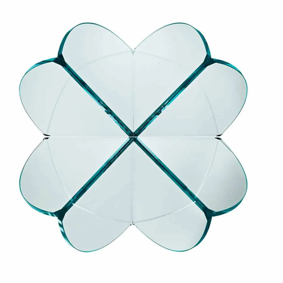 Masă de cafea din living cu floare de sticlă transparentă și bază acidă 3 dimensiuni - Fiorella Viadurini