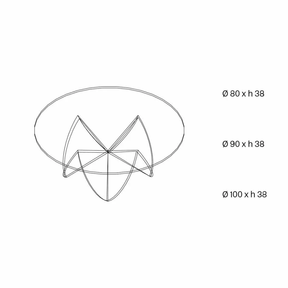 Masă de cafea din living cu floare de sticlă transparentă și bază acidă 3 dimensiuni - Fiorella Viadurini