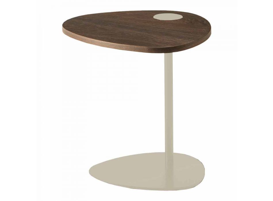 Masă de cafea pentru sufragerie din metal și blat din lemn, design de lux - Yassine Viadurini