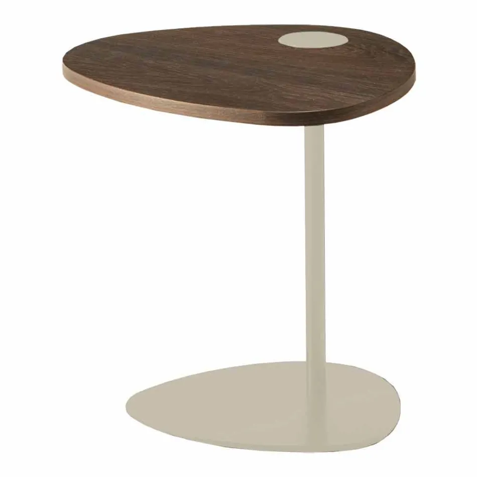 Masă de cafea pentru sufragerie din metal și blat din lemn, design de lux - Yassine Viadurini