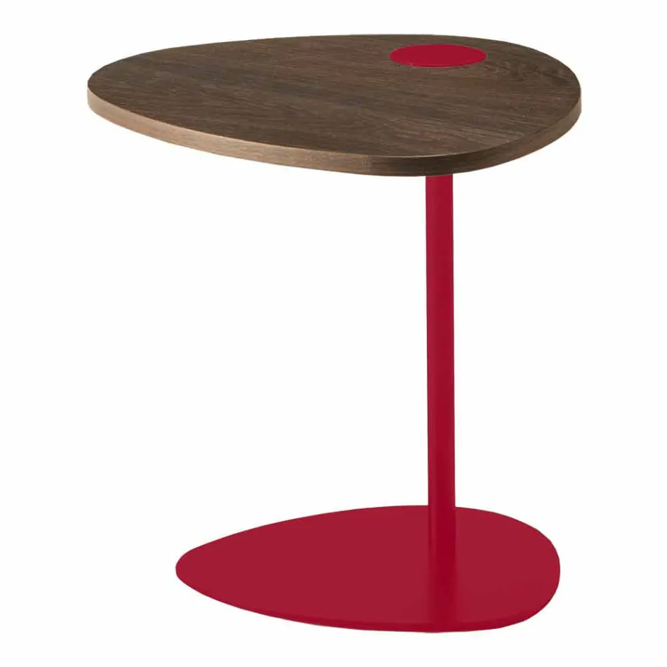 Masă de cafea pentru sufragerie din metal și blat din lemn, design de lux - Yassine Viadurini