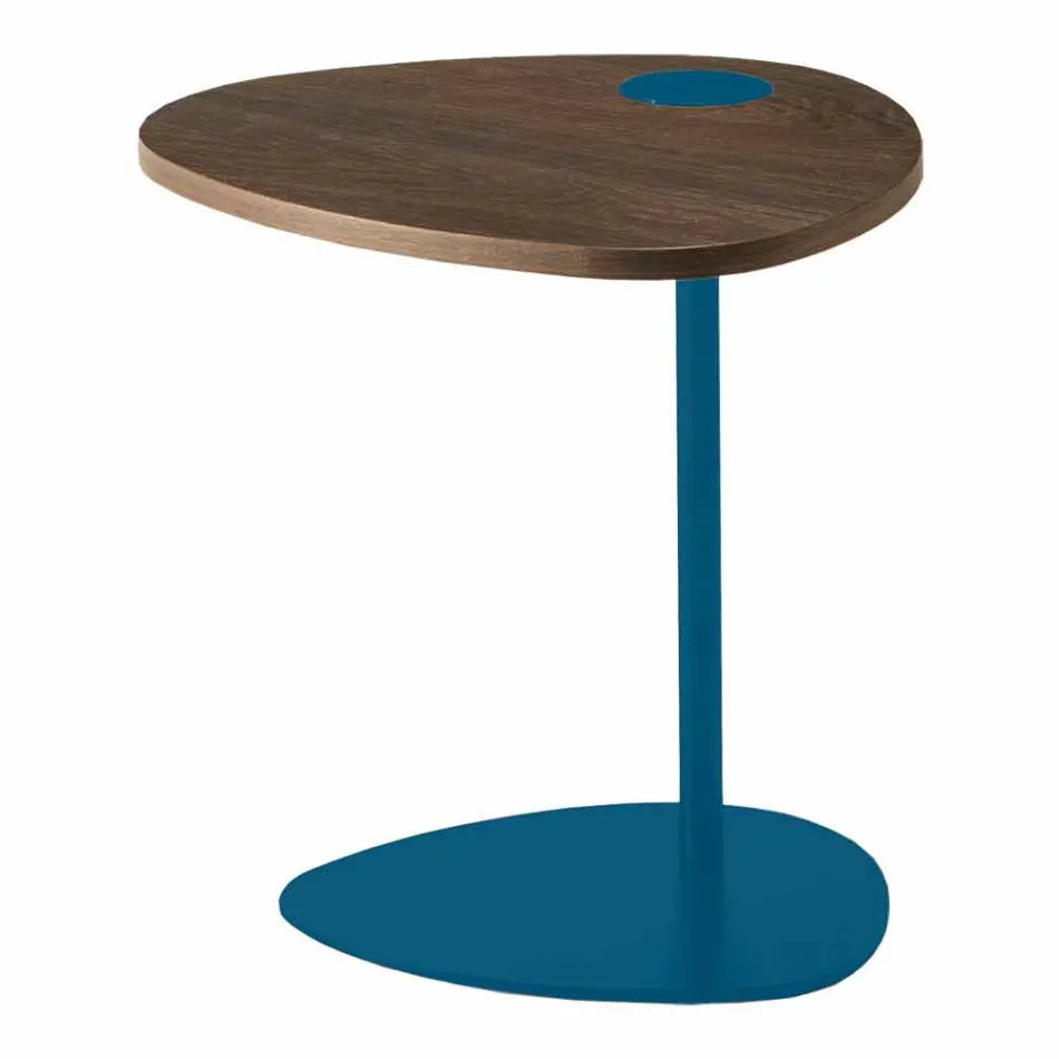 Masă de cafea pentru sufragerie din metal și blat din lemn, design de lux - Yassine Viadurini