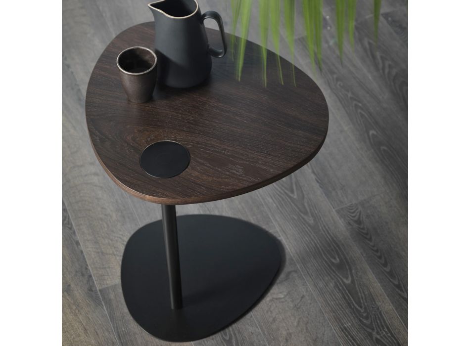 Masă de cafea pentru sufragerie din metal și blat din lemn, design de lux - Yassine Viadurini