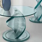 Masă de cafea din living în sticlă spirală transparentă și bază rotativă - Spirulo Viadurini