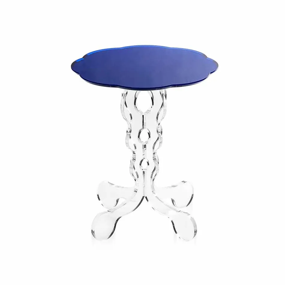Albastru cu diametrul de 36 cm, masa rotunda design modern Janis, made in Italy Viadurini