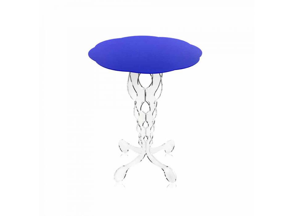 Albastru cu diametrul de 50 cm, masa rotunda design modern Janis, made in Italy
