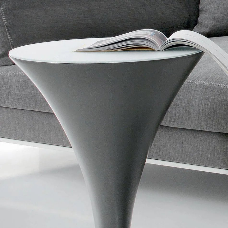 Masuta de cafea rotunda in forma de barca din metal si sticla gravata - imbarcare Viadurini