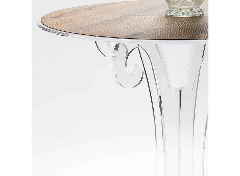 Masă de cafea rotundă în plexiglas transparent și alb sau cu lemn - Stilio Viadurini