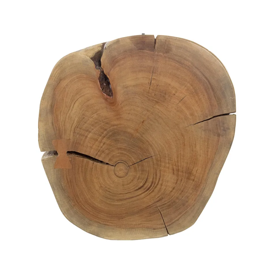 Masuta de cafea rotunda in trunchi din lemn si otel Homemotion - Tancredi Viadurini