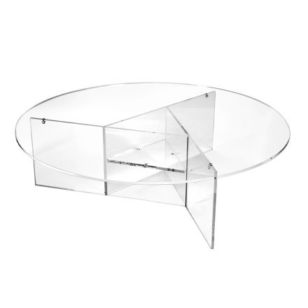 Masă de cafea rotundă pentru sufragerie în plexiglas transparent - Dazeglio Viadurini