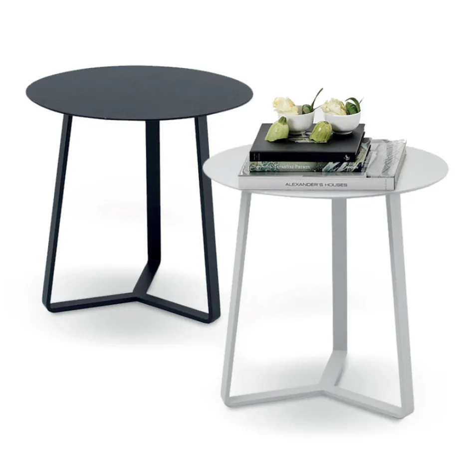 Masuta de cafea rotunda de exterior din aluminiu acoperit cu pulbere epoxidica - Mitch Viadurini