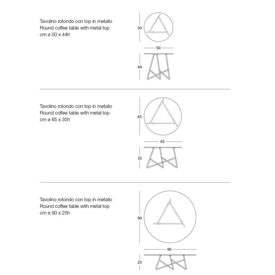 Masuta de cafea rotunda metalica de gradina in diverse culori si 3 marimi - Magali Viadurini
