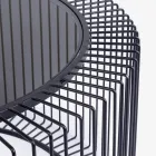 Masuta de cafea rotunda din otel vopsit si sticla securizata - Apuleio Viadurini