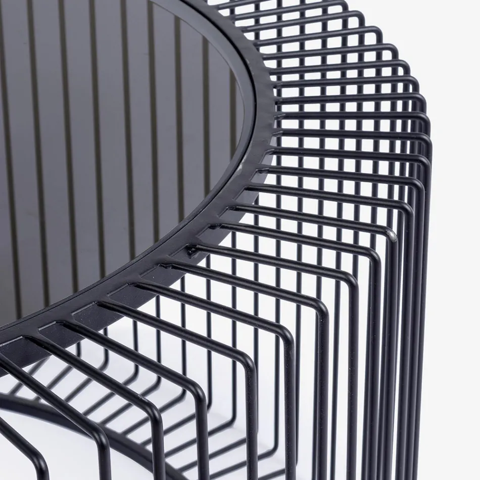 Masuta de cafea rotunda din otel vopsit si sticla securizata - Apuleio Viadurini