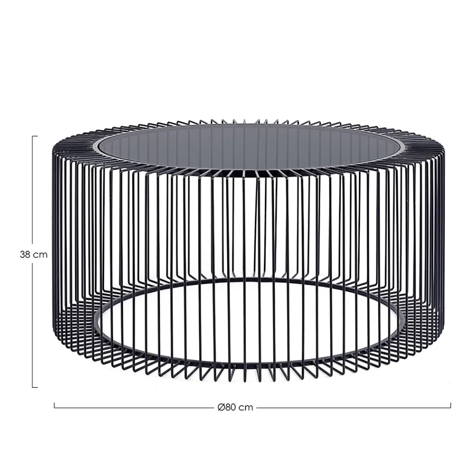 Masuta de cafea rotunda din otel vopsit si sticla securizata - Apuleio Viadurini