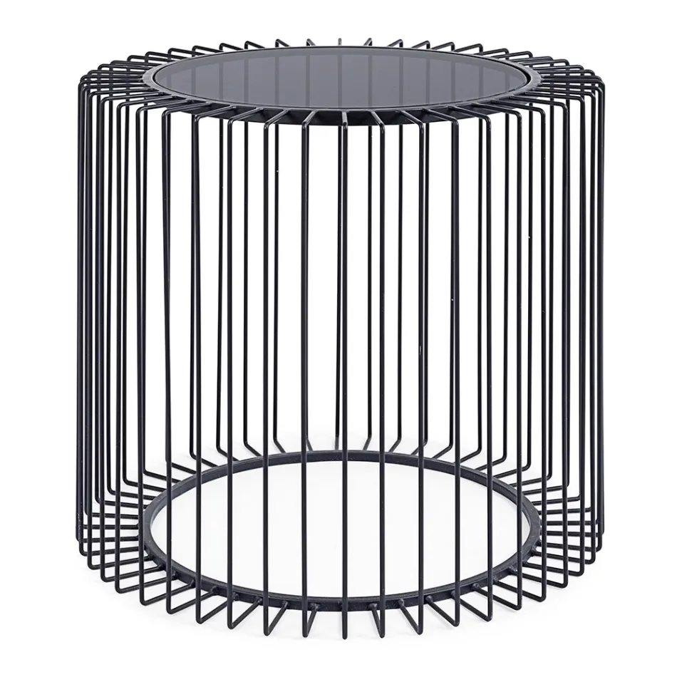 Masuta de cafea rotunda din otel vopsit si sticla securizata - Apuleio Viadurini