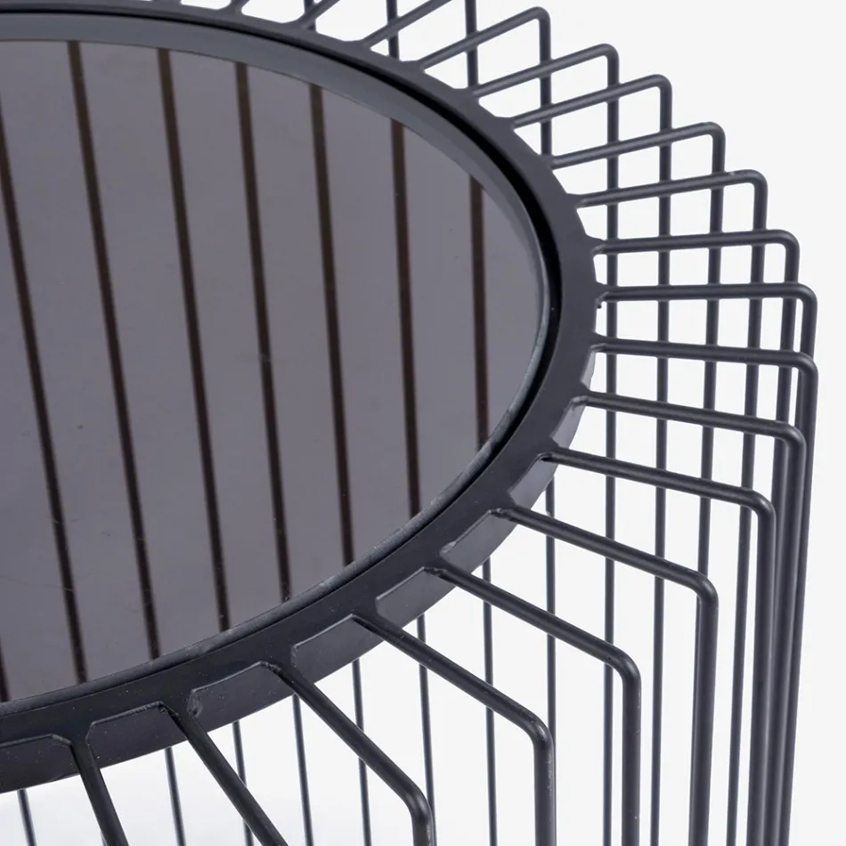 Masuta de cafea rotunda din otel vopsit si sticla securizata - Apuleio Viadurini