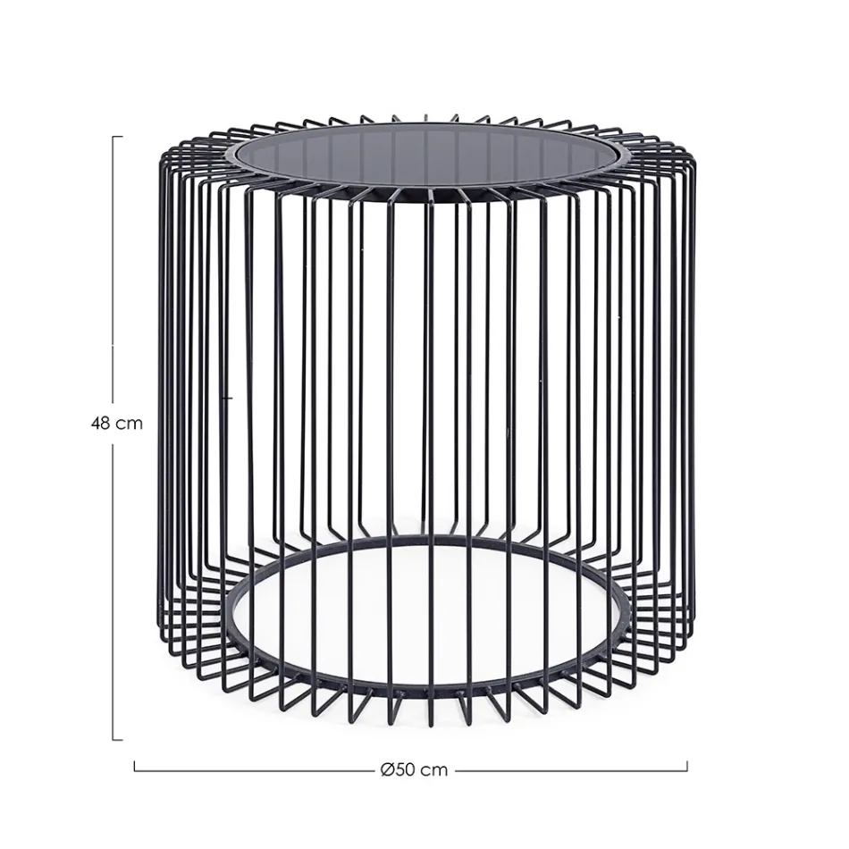 Masuta de cafea rotunda din otel vopsit si sticla securizata - Apuleio Viadurini