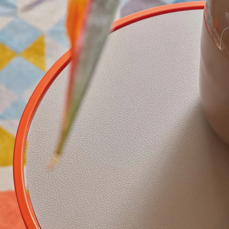 Masuta de cafea rotunda pentru living modern din metal colorat Made in Italy - Raphael Viadurini