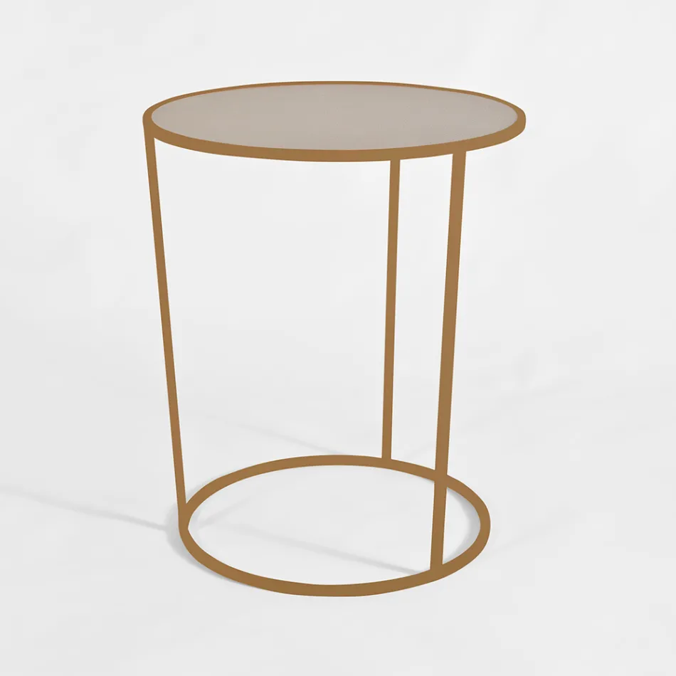 Masuta de cafea rotunda pentru living modern din metal colorat Made in Italy - Raphael Viadurini