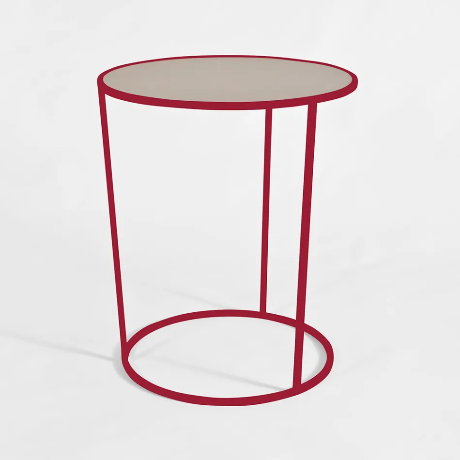 Masuta de cafea rotunda pentru living modern din metal colorat Made in Italy - Raphael Viadurini