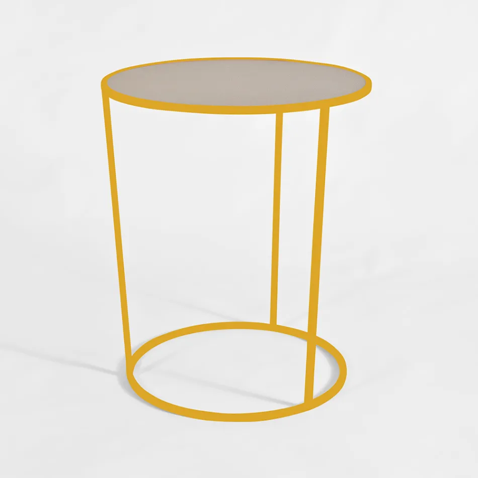 Masuta de cafea rotunda pentru living modern din metal colorat Made in Italy - Raphael Viadurini
