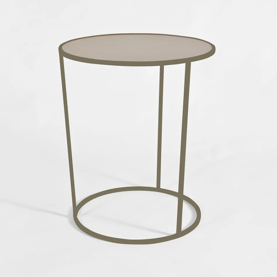 Masuta de cafea rotunda pentru living modern din metal colorat Made in Italy - Raphael Viadurini