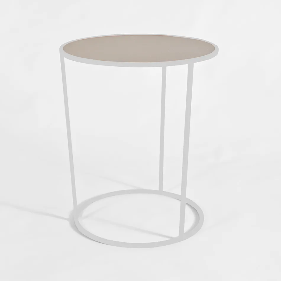 Masuta de cafea rotunda pentru living modern din metal colorat Made in Italy - Raphael Viadurini