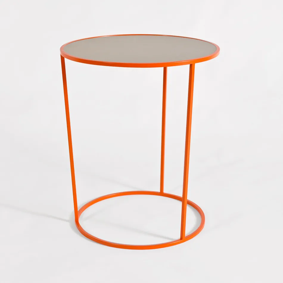 Masuta de cafea rotunda pentru living modern din metal colorat Made in Italy - Raphael Viadurini