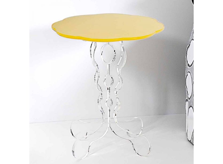 Masa de cafea rotunde galben 36cm diametru design modern Janis, realizat în Italia Viadurini