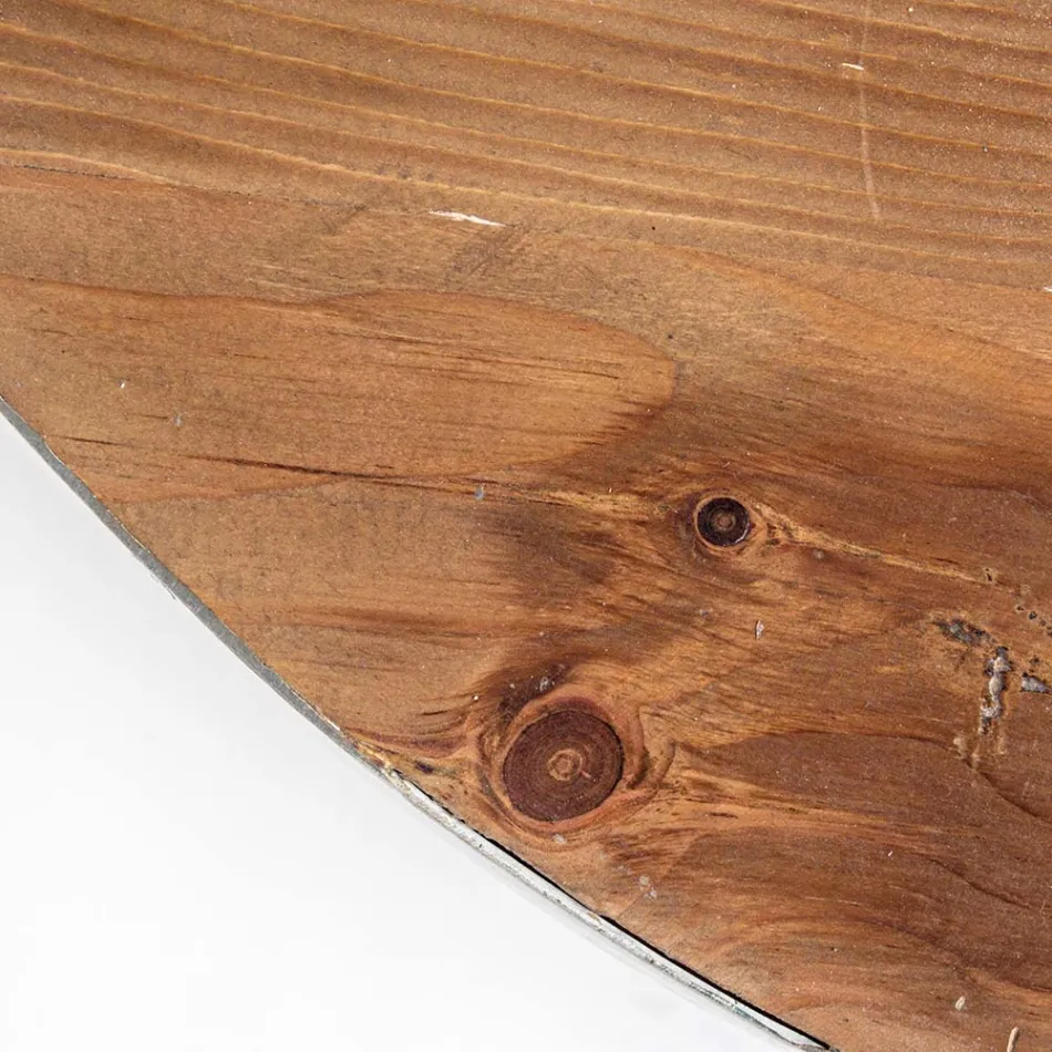 Masuta de cafea rotunda din lemn reciclat si otel alb sau gri - Genoveffa Viadurini