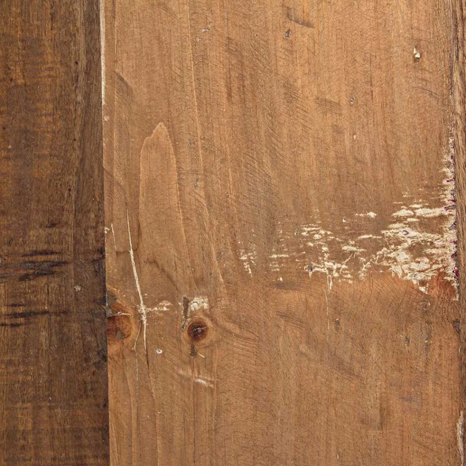 Masuta de cafea rotunda din lemn reciclat si otel alb sau gri - Genoveffa Viadurini