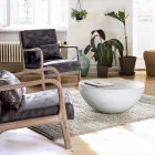 Masuta de cafea rotunda din lemn reciclat si otel alb sau gri - Genoveffa Viadurini