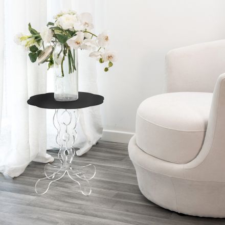 Masuta de cafea rotunda neagra diametru 36 cm design modern Janis, fabricata in Italia Viadurini