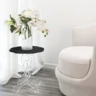 Masuta de cafea rotunda neagra diametru 50 cm design modern Janis, fabricata in Italia Viadurini