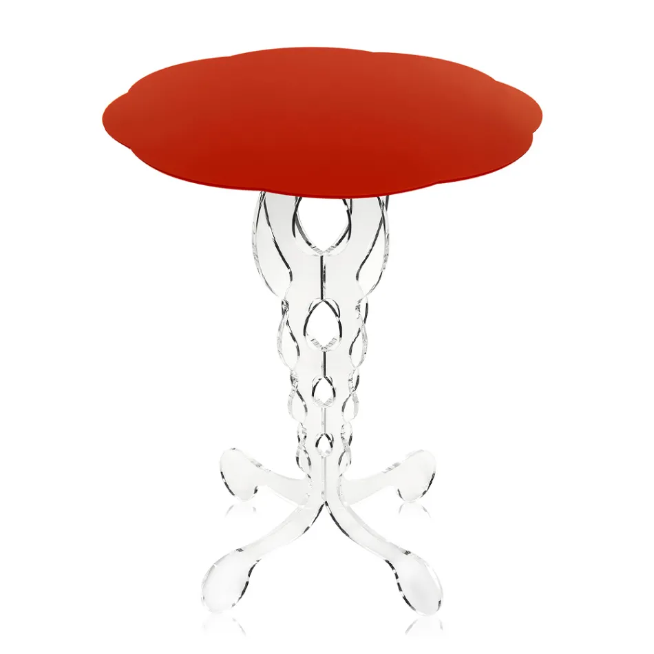 roșu masă rotundă cu diametrul de 36 cm, un design modern, Janis, made in Italy Viadurini
