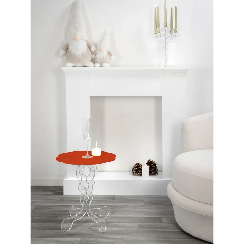 Masuta rotunda rosie diametru 50 cm design modern Janis, fabricata in Italia Viadurini