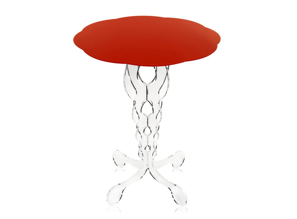 roșu cu diametrul de 50 cm, masa rotunda design modern Janis, made in Italy Viadurini