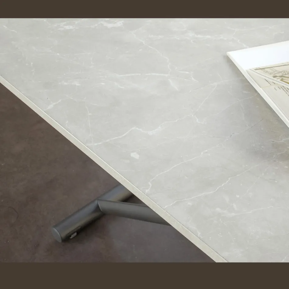 Masuta de cafea transformabila cu inaltime reglabila pana la 82 cm Made in Italy - Roata Viadurini